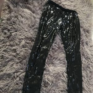 Sequin black party pants